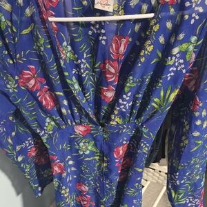 Floral Blue Long Sleeve Dress